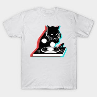 DJ Cat in 3D Colours T-Shirt